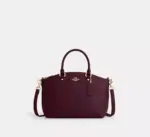 Coach Sadie Satchel Bag In Crossgrain leather (Dark Wine)