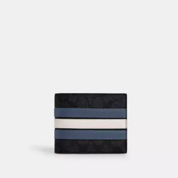 Coach 3-In-1 Wallet In Signature Canvas With Varsity Stripe (Charcoal Chalk)