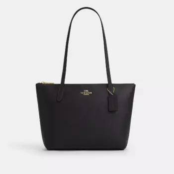 Coach Fiona Zip Tote Bag In Crossgrain leather (Black)