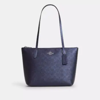 Coach Fiona Zip Tote Bag In Signature Canvas (Blue Navy)
