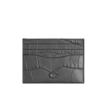 Coach Card Case Embossed Leather (Charcoal)