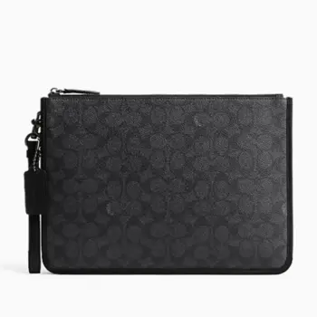 Coach Charter Pouch Signature Canvas (Charcoal) - Boutique Collection