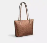 Fiona Zip Tote Bag In Signature Canvas (Brown Cooper)