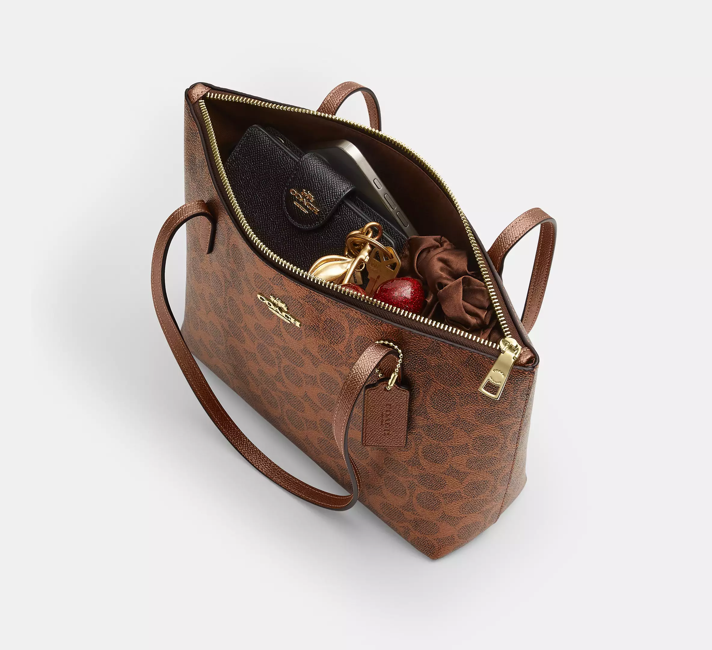 Fiona Zip Tote Bag In Signature Canvas (Brown Cooper)4