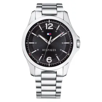 Tommy Hilfiger The Essential Black Dial Silver Stainless Steel Men Watch 45mm (Black)