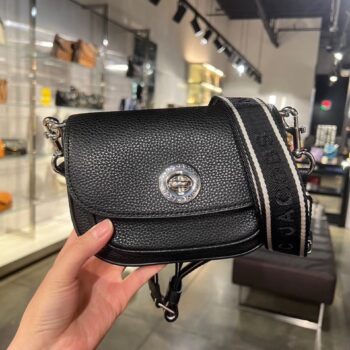 Marc Jacobs Small Colorblock Signet Leather Saddle Bag (Black) - Boutique Collection