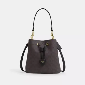 In Transit - Coach Rowan Bucket Bag In Signature Canvas (Walnut Black)
