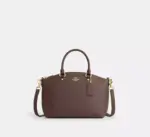 Coach Sadie Satchel Bag In Crossgrain leather (Dark Stone)