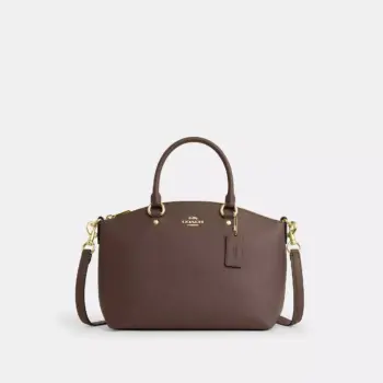 Coach Sadie Satchel Bag In Crossgrain leather (Dark Stone)
