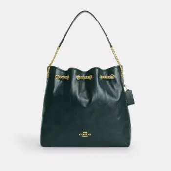 In Transit - Coach Evelyn Large Leather Shoulder Bag With Quilting (Dark Teal)