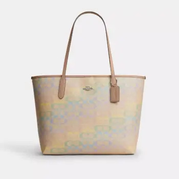 In Transit - Coach City Tote Bag In Rainbow Signature Canvas (Multicolor)