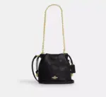 In Transit - Coach Faye Mini Drawstring Bag With Quilting (Black)