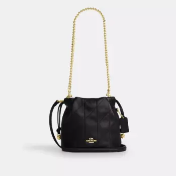 In Transit - Coach Faye Mini Drawstring Bag With Quilting (Black)