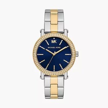 Michael Kors Corey Analog Blue Dial Two Tone Steel Strap Watch for Women (MKO1049)
