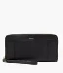 Fossil Jori RFID Zip Leather Clutch Wallet (Black)