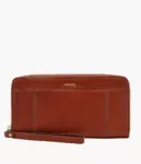 Fossil Jori RFID Zip Leather Clutch Wallet (Brown)