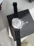 Coach Women Boyfriend Watch Embossed Rubber Strap Watch 34mm (Black)