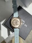 Coach Women Boyfriend Watch Embossed Rubber Strap Watch 34mm (Teal Blue)