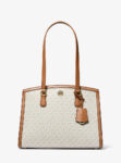 Michael Kors Chantal Medium Signature Logo Tote Bag (Vanilla Acorn)