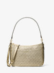 Michael Kors Jet Set Medium Metallic Signature Logo Convertible Crossbody Bag (Pale Gold)