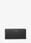 Michael Kors Jet Set Travel Large Saffiano Leather Quarter-Zip Wallet (Black)