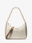 Michael Kors Jet Set Travel Large Signature Logo Convertible Crossbody Bag (Vanilla)