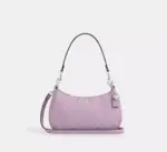 Coach Teri Shoulder Bag In Signature Leather With Heart Charm (Light Violet)