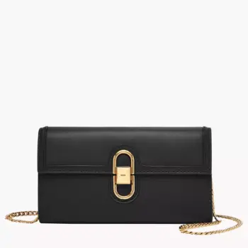 Fossil Avondale Leather Wallet Crossbody Bag (Black)