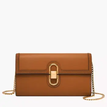 Fossil Avondale Leather Wallet Crossbody Bag (Brown)
