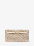 Michael Kors Carson Large Metallic Signature Logo Wallet (Pale Gold)