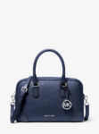 Michael Kors Thompson Medium Pebbled Leather Satchel (Navy)