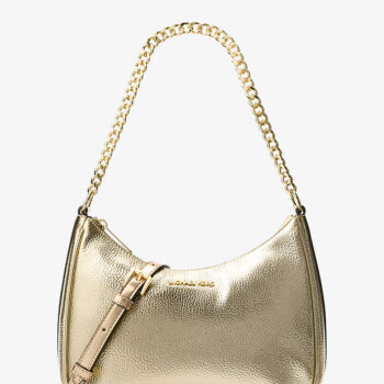 Michael Kors Jet Set Travel Large Metallic Convertible Crossbody Bag (Pale Gold)