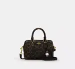 Coach Mini Rowan Crossbody Bag In Loved Signature Canvas With Charms (Brown)