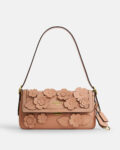 Coach Etta Small Flap Shoulder Bag With Floral Applique (Light Pink)
