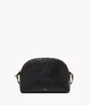 Fossil Bri Dome Crossbody in Leather/Polyurethane Trim (Black)