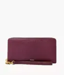 Fossil Logan RFID Zip Around Clutch Wallet (Berry)