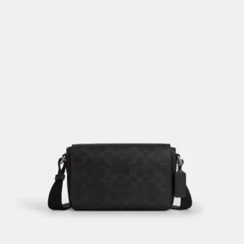 Coach Jack Small Flap Crossbody Bag In Signature Canvas (Black)