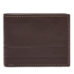 Fossil Lufkin Passcase Leather Men Wallet (Dark Brown)