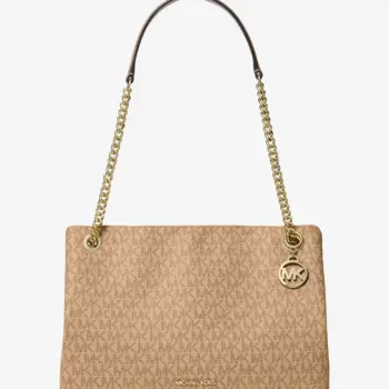 Michael Kors Christina Medium Signature Logo Messenger Bag (Camel)