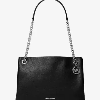 Michael Kors Christina Medium Pebbled Leather Messenger Bag (Black)
