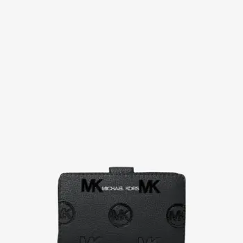 Michael Kors Jet Set Travel Medium Logo Debossed Billfold Wallet (Black)