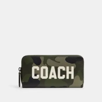 Coach Accordion Wallet With Camo Print And Coach Graphic (Camo Green)