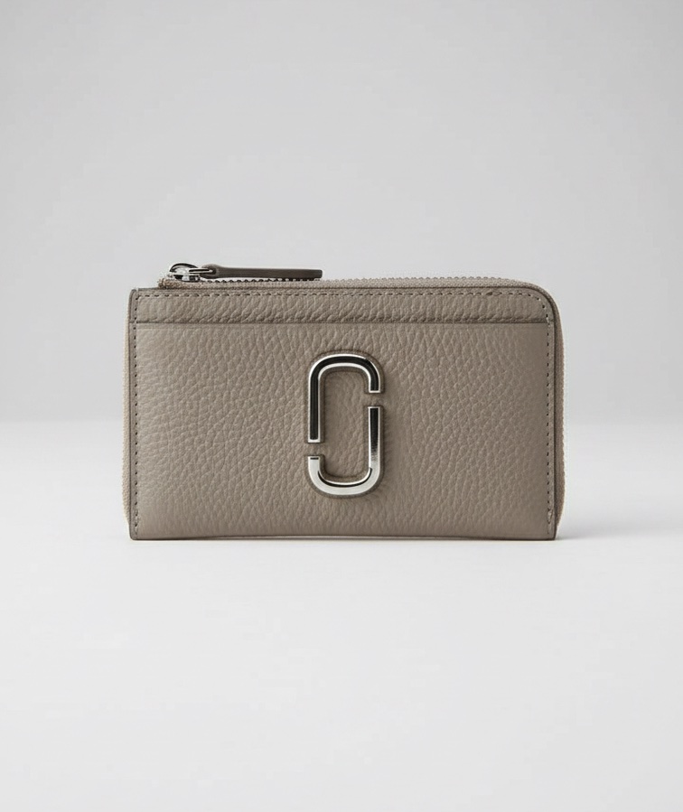 Marc Jacobs The Top Zip Leather Multi Wallet Card Case (Cement)