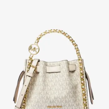 Michael Kors Mina Small Signature Logo Chain Crossbody Bag (Cream Multi)