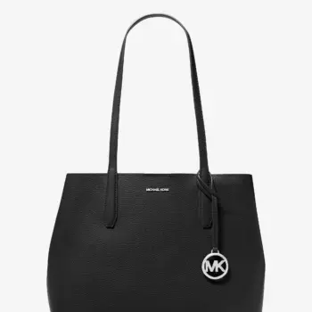 Michael Kors Avalon Medium Pebbled Leather Tote Bag (Black)