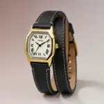 Fossil Harlow Three-Hand Black Leather Watch (Black)