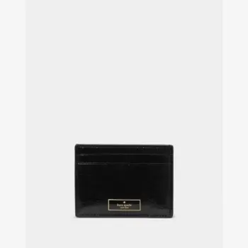 Kate Spade Bridget Crinkle Patent Small Slim Card Holder (Black)