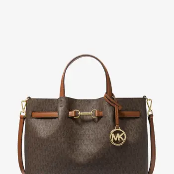 In Transit - Michael Kors Carson Medium Signature Logo Satchel (Brown)