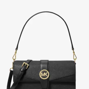 In Transit - Michael Kors Greenwich Medium Saffiano Leather Shoulder Bag (Black)