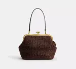 Coach Kisslock Frame Bag 27 In Straw (Maple) - Exclusive Boutique Collection